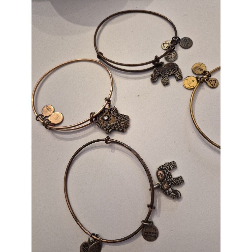 Alex and Ani Charm Bracelet Lot - Four Total - Hand Of Fatima, Elephants